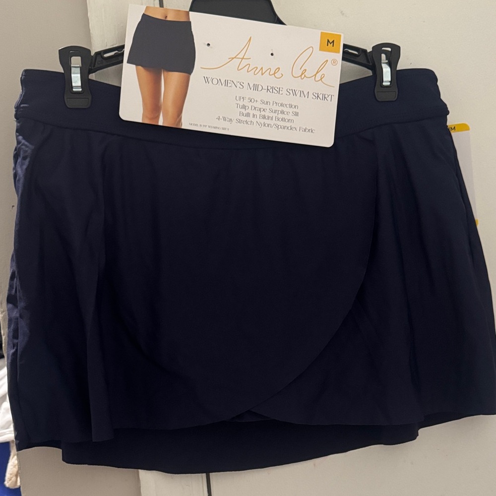 Annie Cole Women's Mid-Rise Swim Skirt in Navy